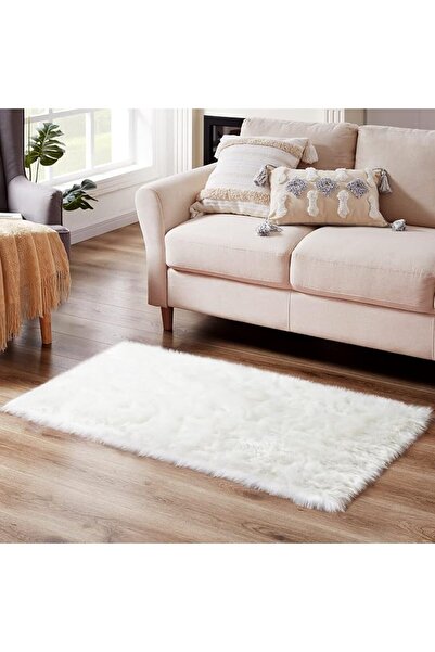 GENERAL CIICOOL White Fluffy Faux Fur Rug, Small Washable Sheepskin for Bedro...