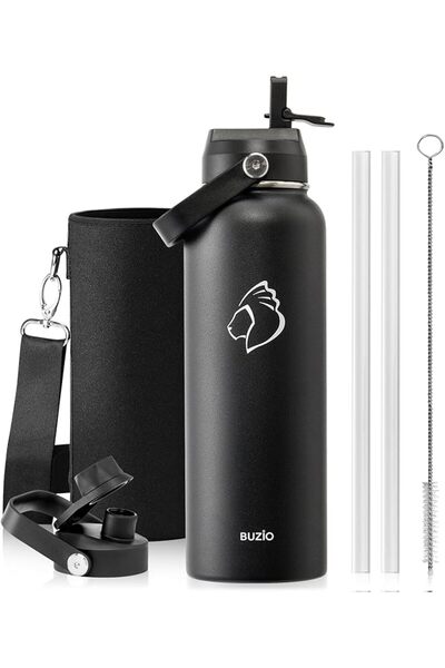 BUZIO Stainless Steel Water Bottle 40 oz (Cold for 48 Hrs, Hot for 24 Hrs), 1...