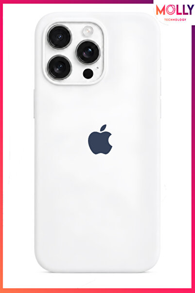 Molly iPhone 15 PRO MAX İçin Beyaz Lansman Soft İçi Kadife Silikon Kılıf