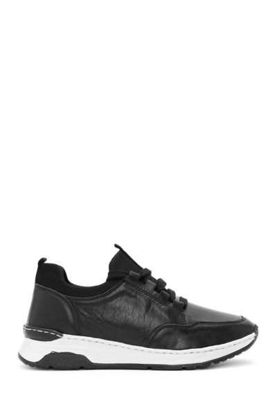 Derimod Women's Black Lace-Up Leather Sneaker Af460008Dv
