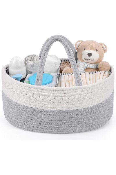 Maliton Baby Diaper Caddy Organizer, Stylish Cotton Rope Baby Basket Nursery ...