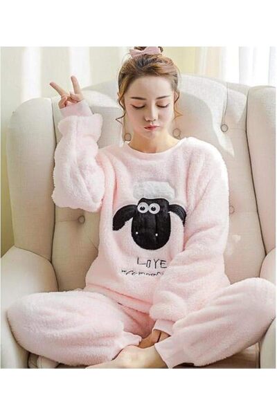 GENERAL Women'S Pajamas Set Winter Thick Warm Flannel Pajamas Set