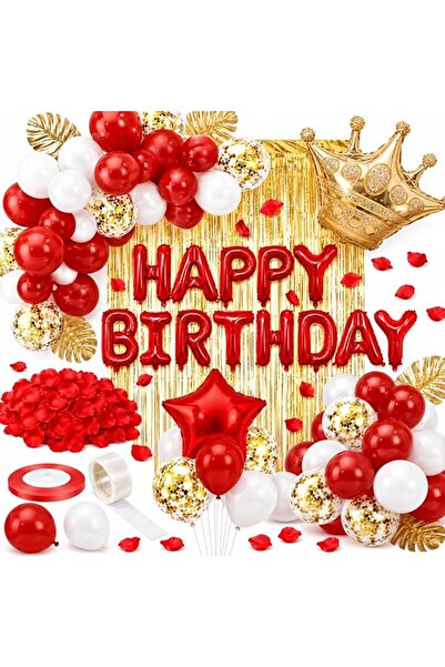 ToylinX Red Gold Birthday Decorations, Red Party Decorations, White Gold Conf...