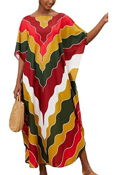 YouKD Women's Long Kaftan Maxi Bohemian Dress Beach Coverup Robe Roomy Kimono...