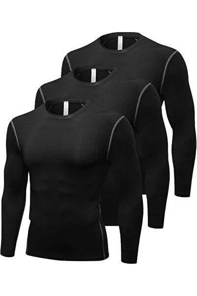 GENERAL Men's Compression Shirts Long Sleeve Athletic Workout Tops Gym Unders...