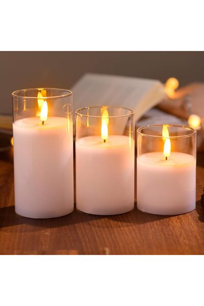 GENERAL Tyawon Glass Battery Operated LED Flameless Candles with Remote and Timer, Real Wax Candles Warm Col