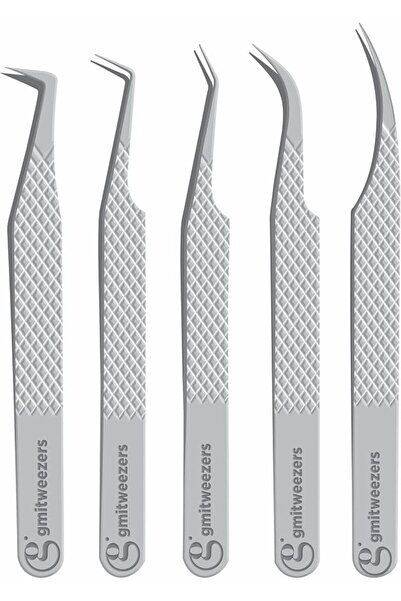 GMI TWEEZERS GMI Lash Tweezers - Set of 5 Eyelash Tweezers - Stainless Steel ...