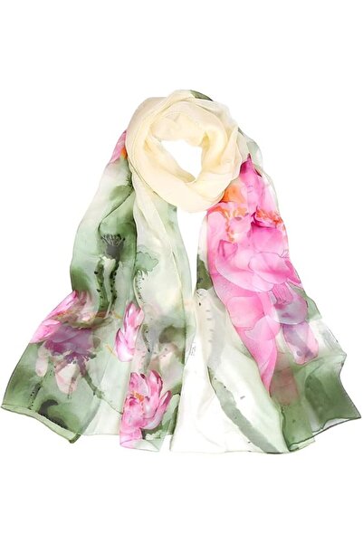 GENERAL E-Clover Women Soft Floral Print Shawl Chiffon Sheer Scarf