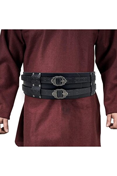 GENERAL HiiFeuer Viking Wide Belt, Medieval Faux Leather Armor Belt Knight Co...