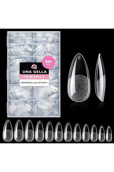 UNA GELLA Nail Tips Square: 504PCS Short Square Nail Tips Pre Etched Gel Fake...
