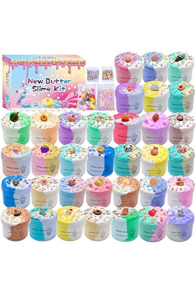 GENERAL inksbui Butter Slime Kit 34 Packed Two-Toned Colorful Slime, Stress R...