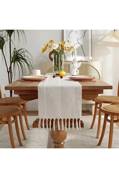 Generic Brand Table runner, bohemian style, cream color, country style, tasse...