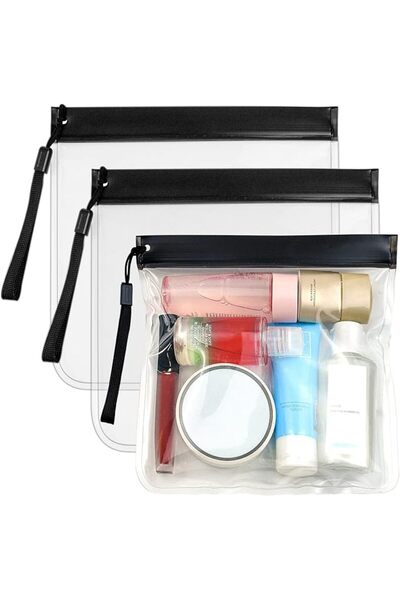 SYOSI 3Pcs Clear Travel Toiletry Bags, Waterproof Leakproof Travel Makeup Bag...
