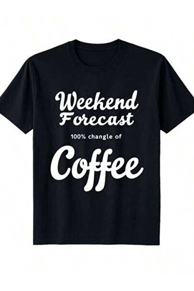 23ERVA Weekend Coffee Theme Fashionable And Soft T Shirt Crewneck Loose Fit V...
