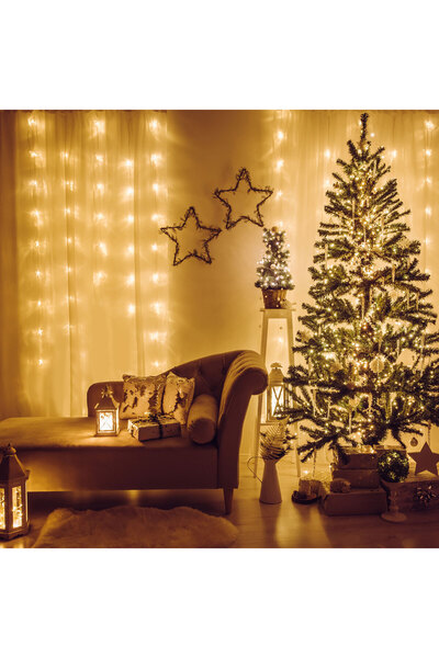 Alista Home Perdea luminoasă LED, 200 becuri, alb cald, 4,2m, IP44, 8 programe