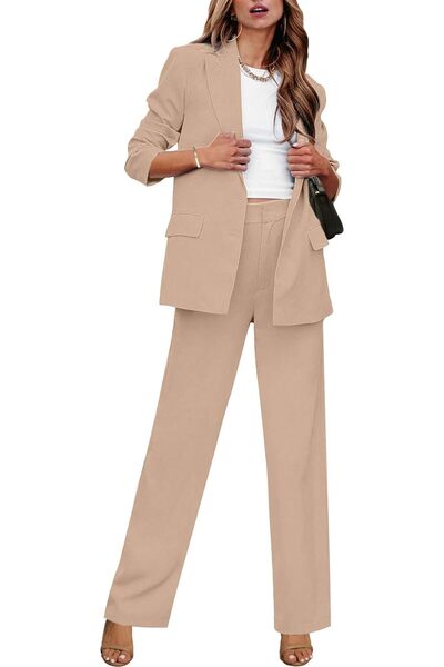 luvamia 2 Piece Outfits for Women Dressy Long Blazer Jackets High Waisted Wid...