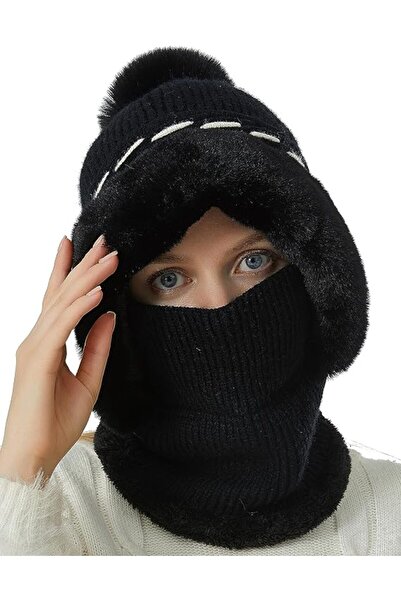 GENERAL One-Piece Winter Warm Beanie Hats for Women Fleece Lined Knit Cap Bal...