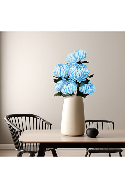 Alista Home Crizantemă artificială albastră de 58 cm, floare decorativă reali...