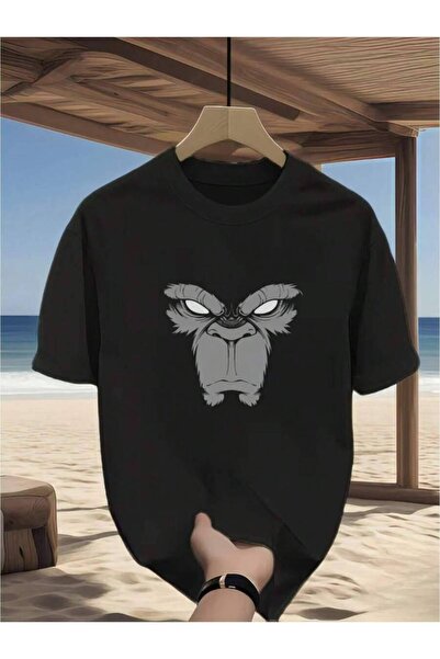 4Car Men's Round Neck Short Sleeve Creative Print Gorilla Head Daily Style T-...