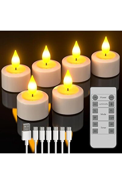 SoulBay Rechargeable Tea Lights with Remote, 6pcs LED Electric Flameless Flic...