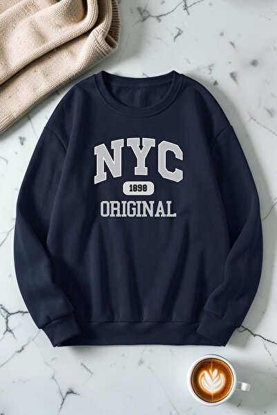 uyguntarz سويت شيرت برقبة دائرية مطبوع عليه Nyc Original للجنسين