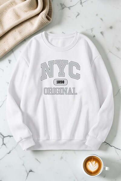 uyguntarz Unisex Nyc Original Printed Crew Neck Sweatshirt