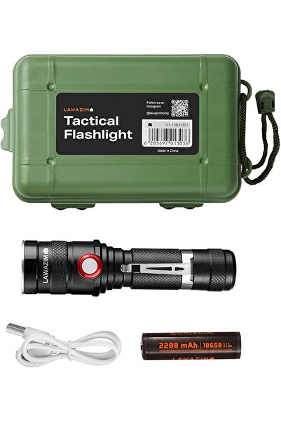 Lawazim Tactical Flashlight with Case and USB Charger | Bright LED Flash Ligh...