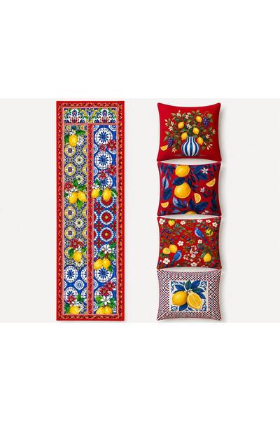 R-EYLA R'Eyla Rosso Amalfi 5 Piece Decorative Set – 4 Throw Pillow Covers + 1...