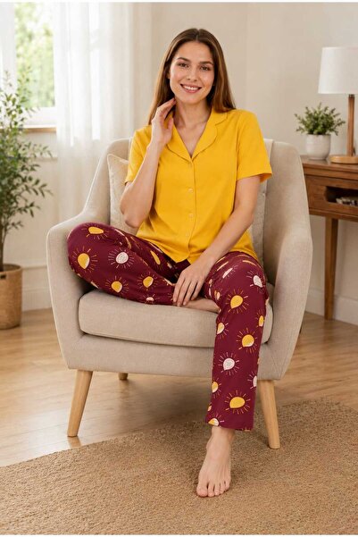 Tenra Women's Cotton Buttoned Short Sleeve Pajama Set