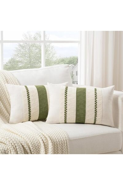 Fancy Homi Set of 2 Dusty Blue Vintage Lumbar Decorative Throw Pillow Covers ...