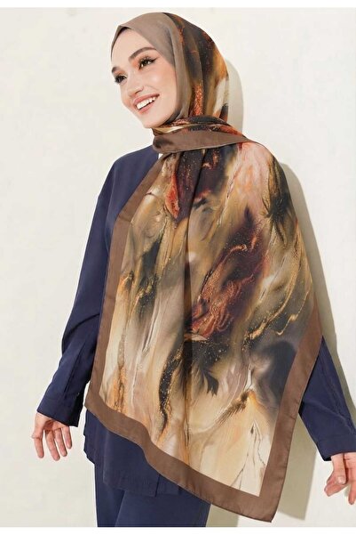 İSTANBULSTYLEMODA Patterned Bamboo Shawl Brown-Beige
