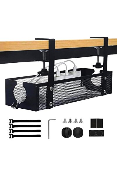 Generic Under Desk Cable Management Tray, No Drill Adjustable Clamp Cable Man...