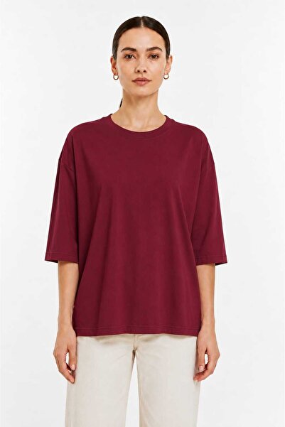 Tenra Women's Oversize Basic T-Shirt Relaxed Fit Half Sleeve Crew Neck