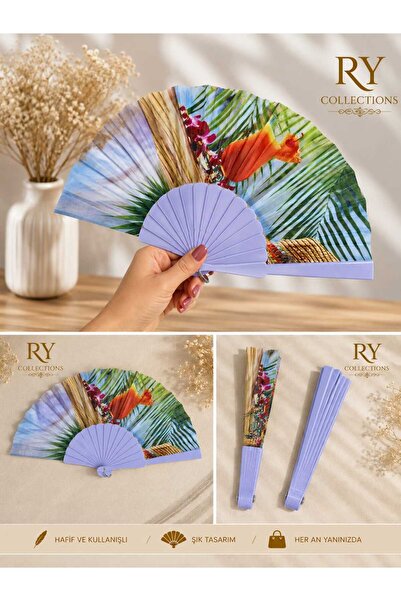 rycollections A Stylish Foldable Hand Fan with Summer-Themed and Colorful Floral Patterns