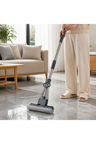 KMT Mop with absorbent sponge, adjustable stainless steel telescopic handle 8...