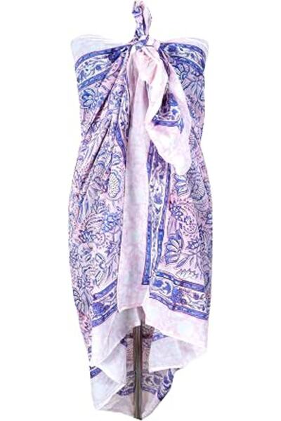 Generic 100% Cotton Block Print Sarong - Women's Swimsuit Wrap Cover-Up, Long...