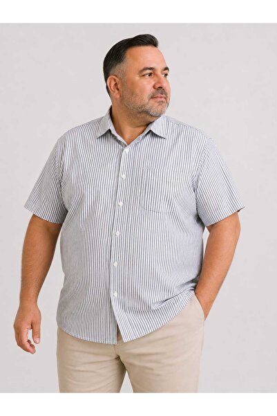 ETİQET Plus Size Single Pocket Short Sleeves Men's Shirt 70% Cotton 30% Polye...