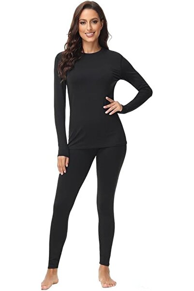 GENERAL Thermal Underwear Women Heated Ultra-Soft Long Johns Set Round Neck T...