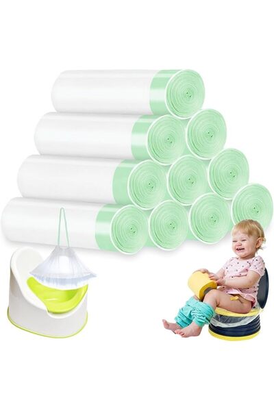 KASTWAVE 100 Pack Portable Potty Chair Liners with Drawstring,Disposable Trai...