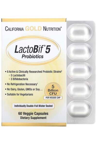 California Gold Nutrition لاكتوبيف 5 بروبيوتيك، 5 مليار وحدة تشكيل بكتيرية، 6...