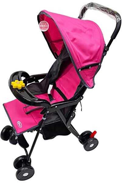 Smrynan Leather عربة أطفال SMR Kids 711A خفيفة الوزن وسهلة الطي، لون فحمي