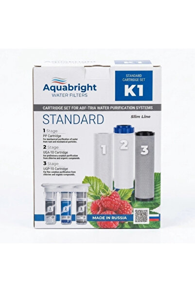 AquaBright Water Filter Spare Parts Cartridge Set of Three 3 Stage Russian Hi...