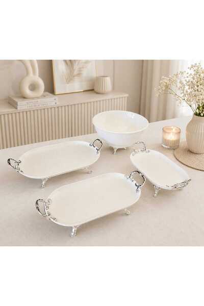 Buldem Original Porcelain Silver Presentation Set of 4 Pieces |   Silver Deta...