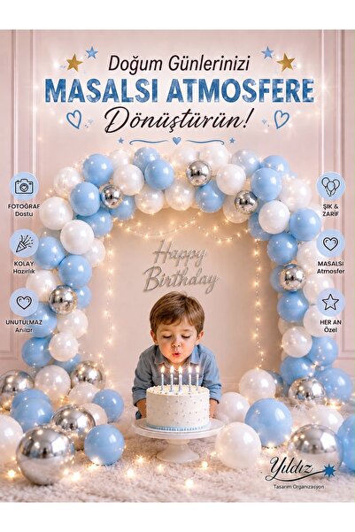 Genel Markalar Doğum Günü Balon Seti Işıklı –Parti Süsü, Baby Shower, Doğum G...