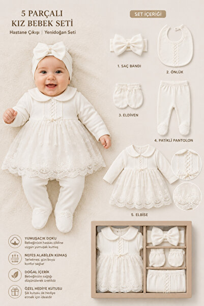 EDM Kidss Baby Girl 5-Piece Hospital Discharge Set, Newborn Baby Set, Baby Cl...