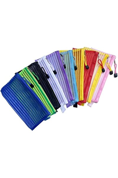 Lonimia 10-Pack Multicolor Zipper Mesh Pouches - Durable Nylon Storage Bags f...