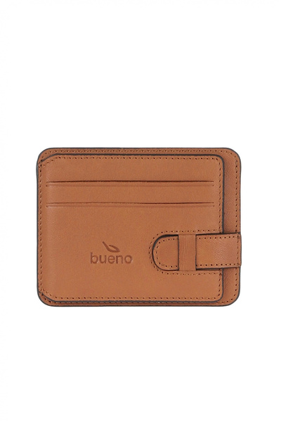 BUENO Tan Dark Leather Unisex Card Holder