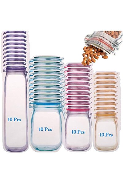 Generic Zipper Bags, 40 Pieces Multi-Size Bottle Design Reusable Leak-Proof A...