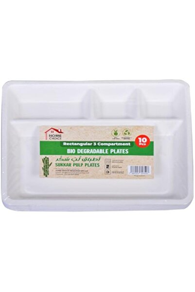 Generic Choice 3 Compartment Disposable Rectangular Sugar Cane Food Container...