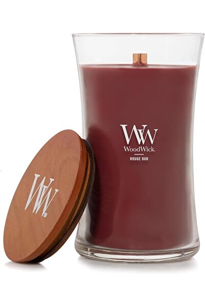 WoodWick Scented Candle with Crackling Wick Medium Hourglass Candle Rouge Oud...